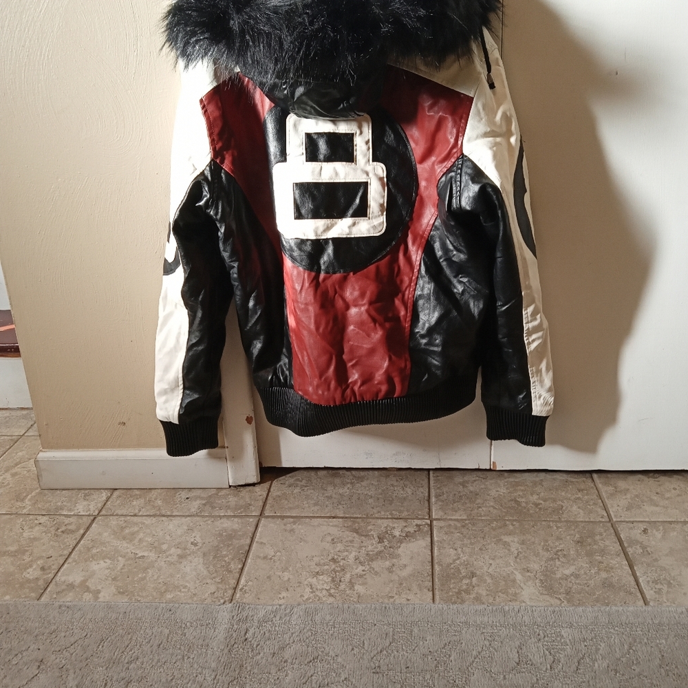 Stylish Red and Black Jacket with Fur Hood